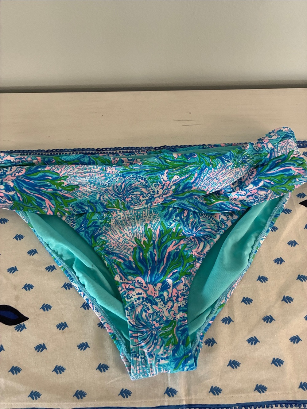 Lilly Pulitzer Teal Pink Blue Green Floral Bikini Bottom